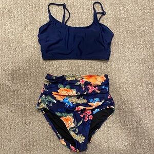 Cupshe Bikini Set with High Rise Floral Bottoms